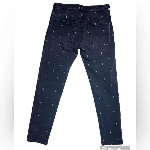 Scotch &amp; Soda Petit Ami Slim Boyfriend Black Anchor Embroidered Jeans, 27/32