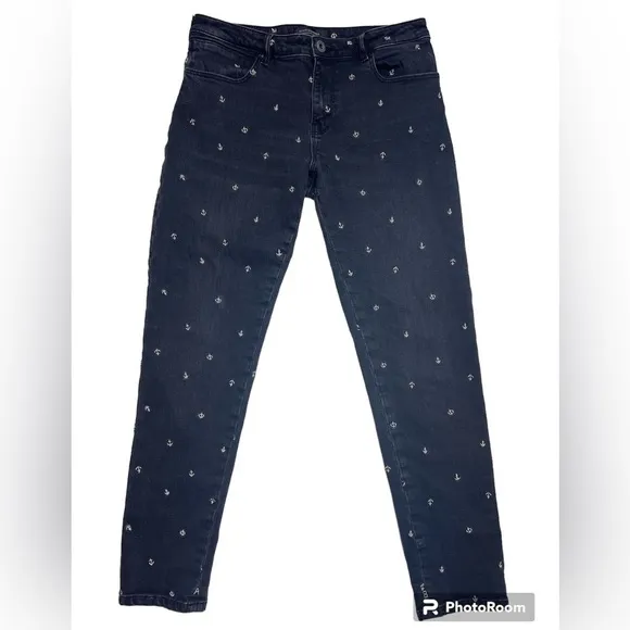 Scotch &amp; Soda Petit Ami Slim Boyfriend Black Anchor Embroidered Jeans, 27/32