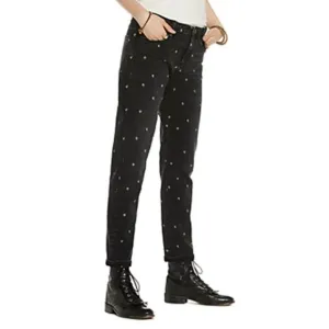Scotch &amp; Soda Petit Ami Slim Boyfriend Black Anchor Embroidered Jeans, 27/32
