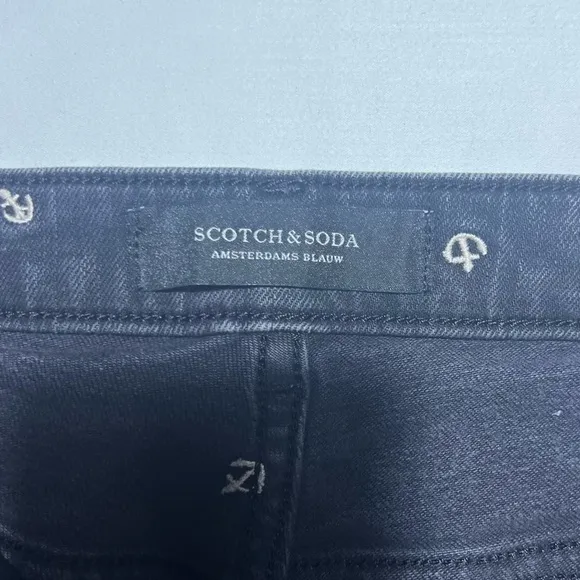 Scotch &amp; Soda Petit Ami Slim Boyfriend Black Anchor Embroidered Jeans, 27/32