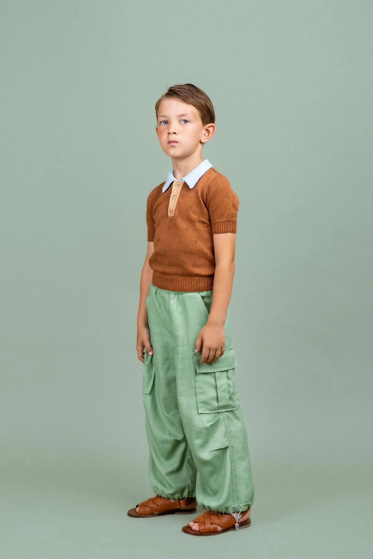 Seamless Knit Polo Shirt Lemonade, Brown