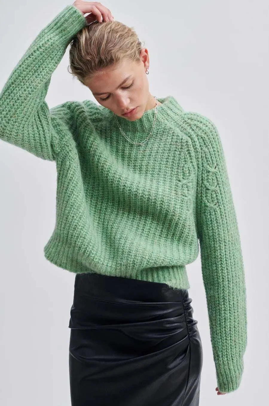 Second Female Kalliha Knit O-Neck Pistachio Green