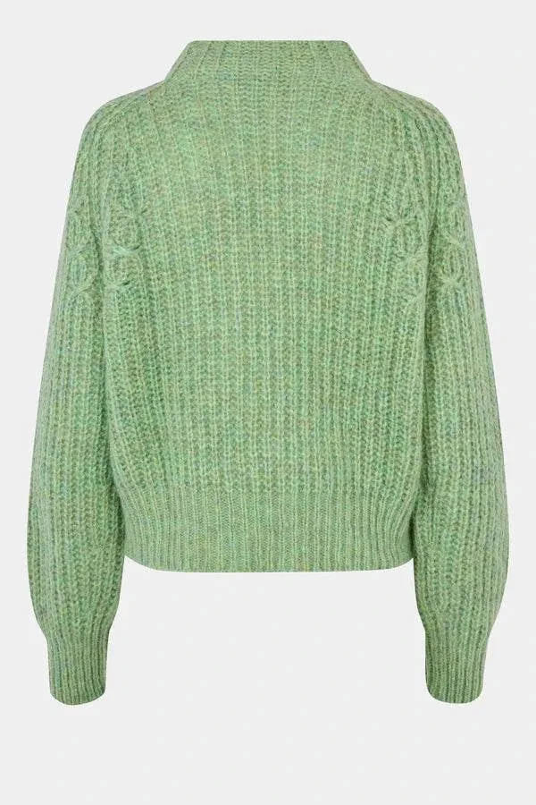 Second Female Kalliha Knit O-Neck Pistachio Green