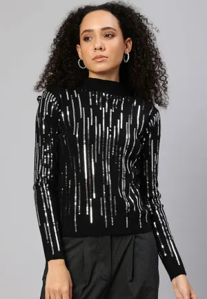Sequin Detail Full Sleeves Top By RUW