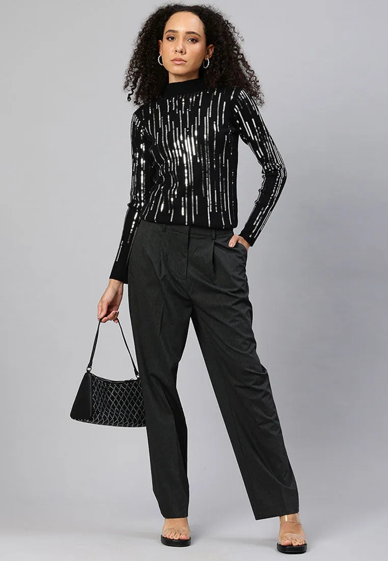 Sequin Detail Full Sleeves Top By RUW