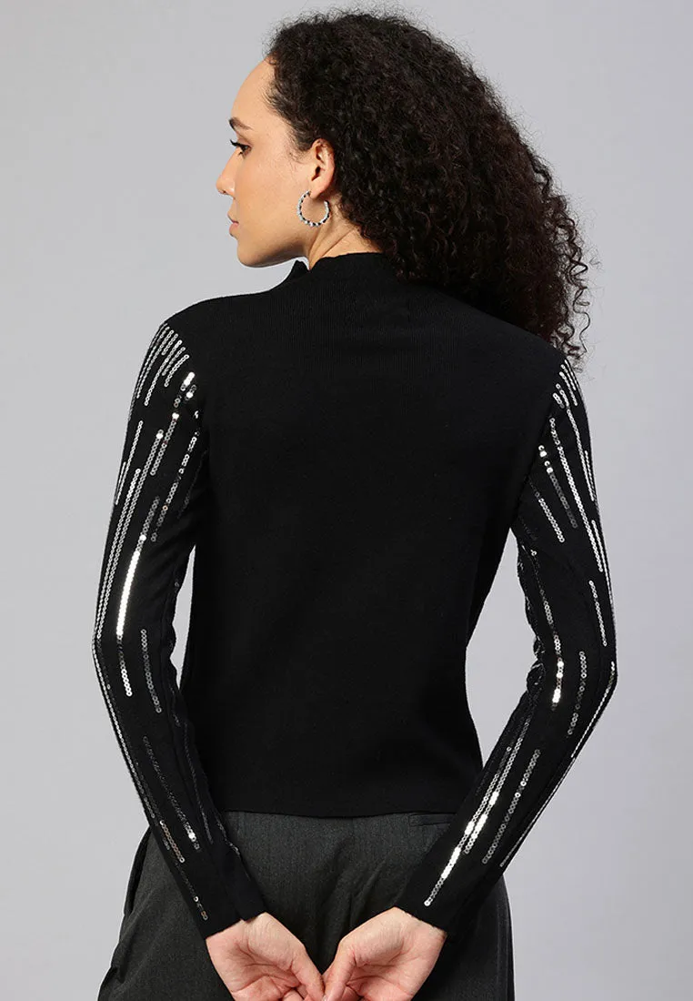 Sequin Detail Full Sleeves Top By RUW