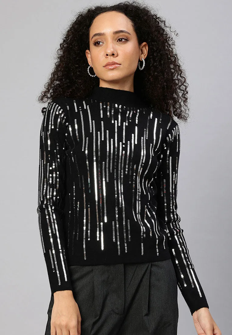 Sequin Detail Full Sleeves Top By RUW