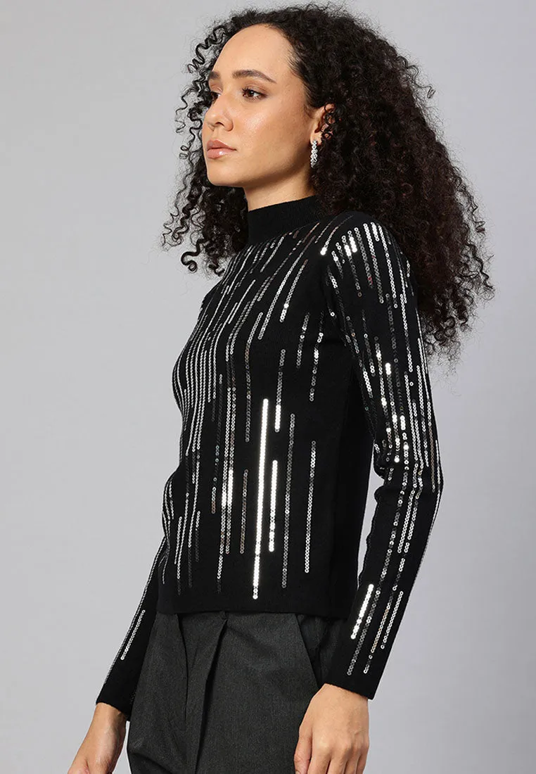 Sequin Detail Full Sleeves Top By RUW