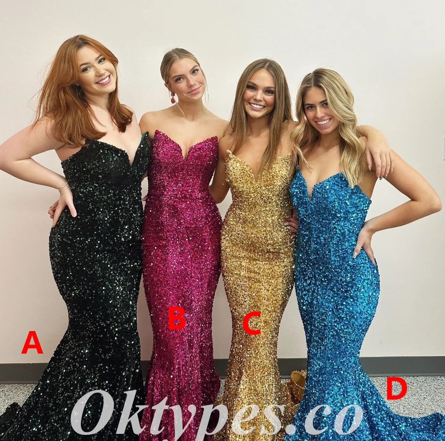 Sexy Sequin Sweetheart V-Neck Sleeveless Mermaid Long Prom Dresses, PDS0944