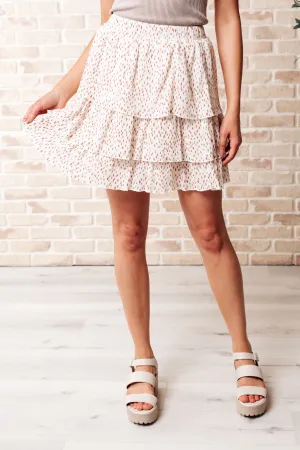 Shelby Tiered Skirt - High Waisted, Dotted Crinkle Chiffon, Ivory