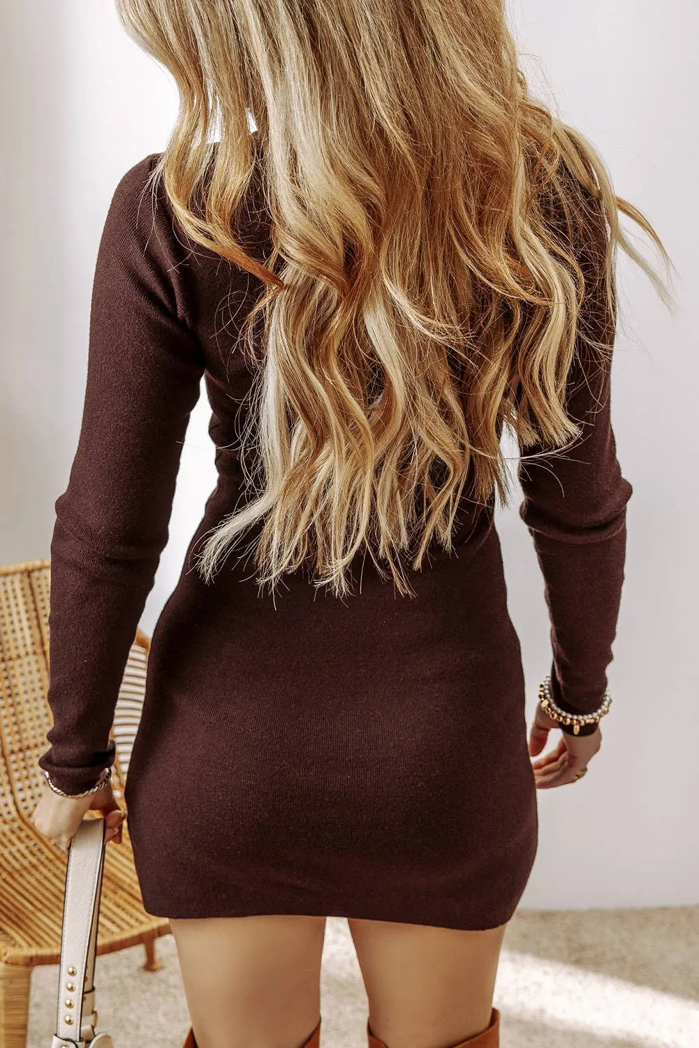 Side Slit Knit Mini Dress