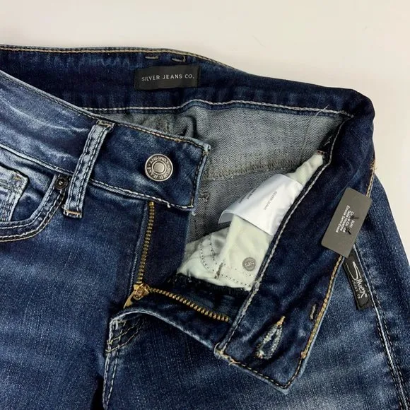 Silver Jeans Co Womens Suki Slim Boot Cut Denim Blue Stretch Curvy Fit 25x33 $89