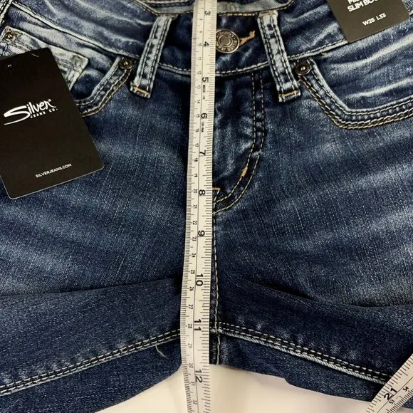 Silver Jeans Co Womens Suki Slim Boot Cut Denim Blue Stretch Curvy Fit 25x33 $89