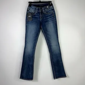 Silver Jeans Co Womens Suki Slim Boot Cut Denim Blue Stretch Curvy Fit 25x33 $89