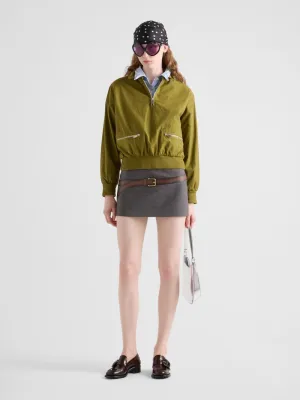 Slate Grey Technical Wool Miniskirt with Printed Belt