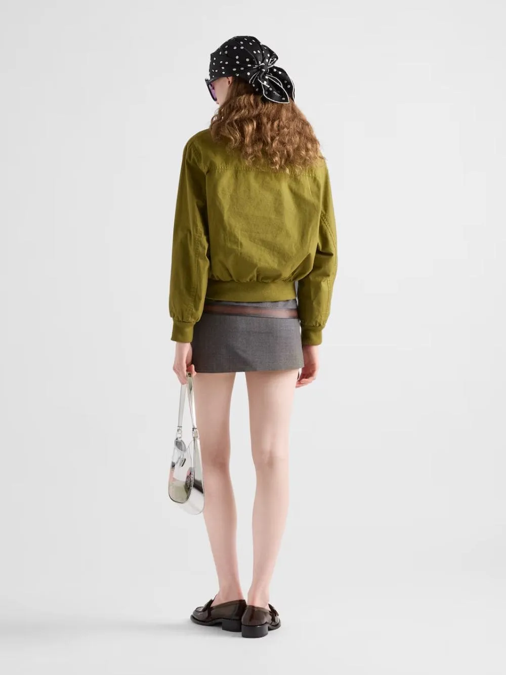 Slate Grey Technical Wool Miniskirt with Printed Belt