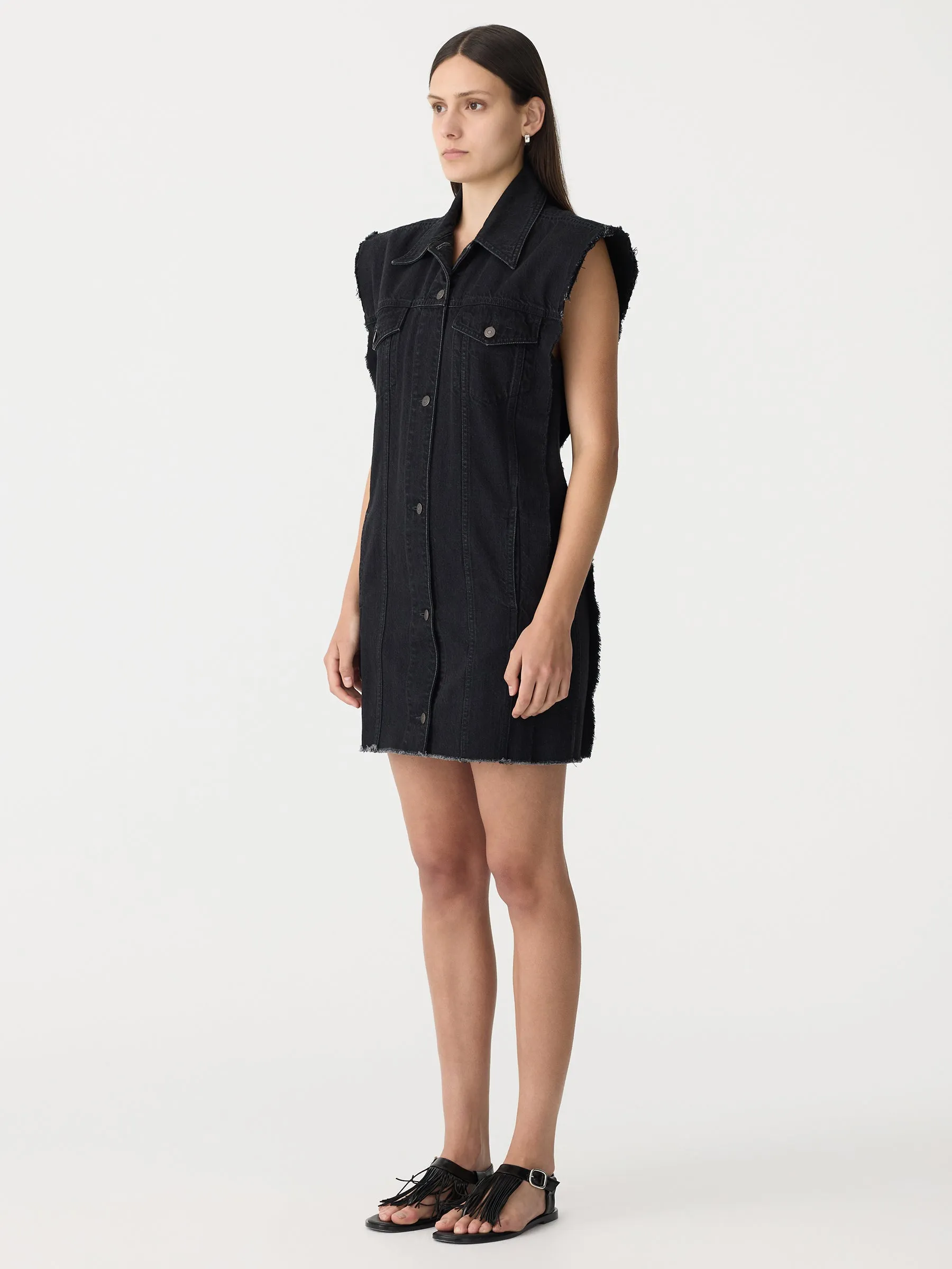 Sleeveless Denim Vest Dress