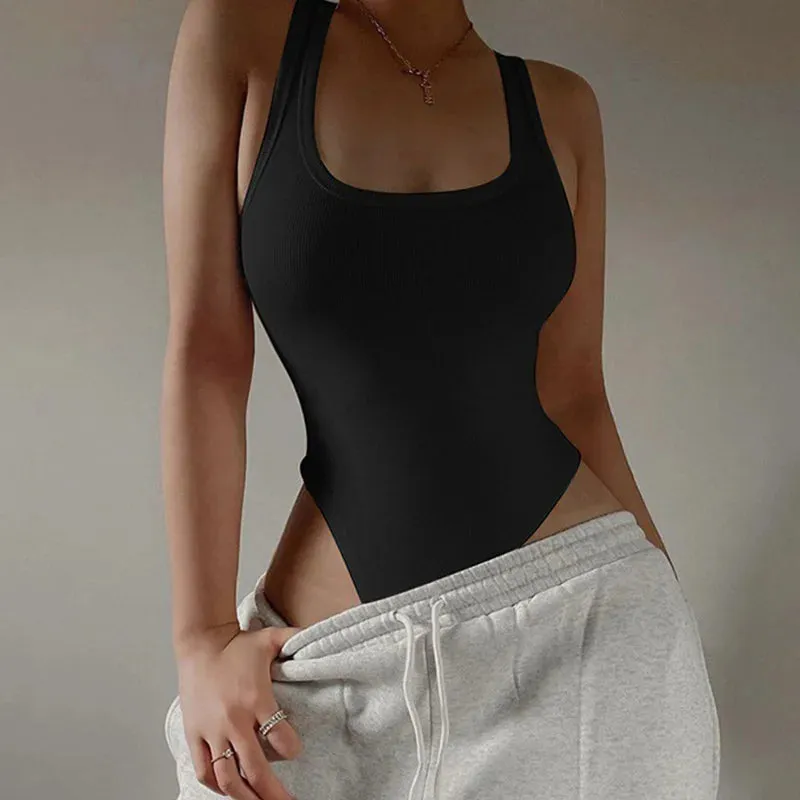 Sleeveless Knit Bodysuit – Sexy Summer Off Shoulder Halter Bodycon Top for Women – Clubwear & Casual Street Style