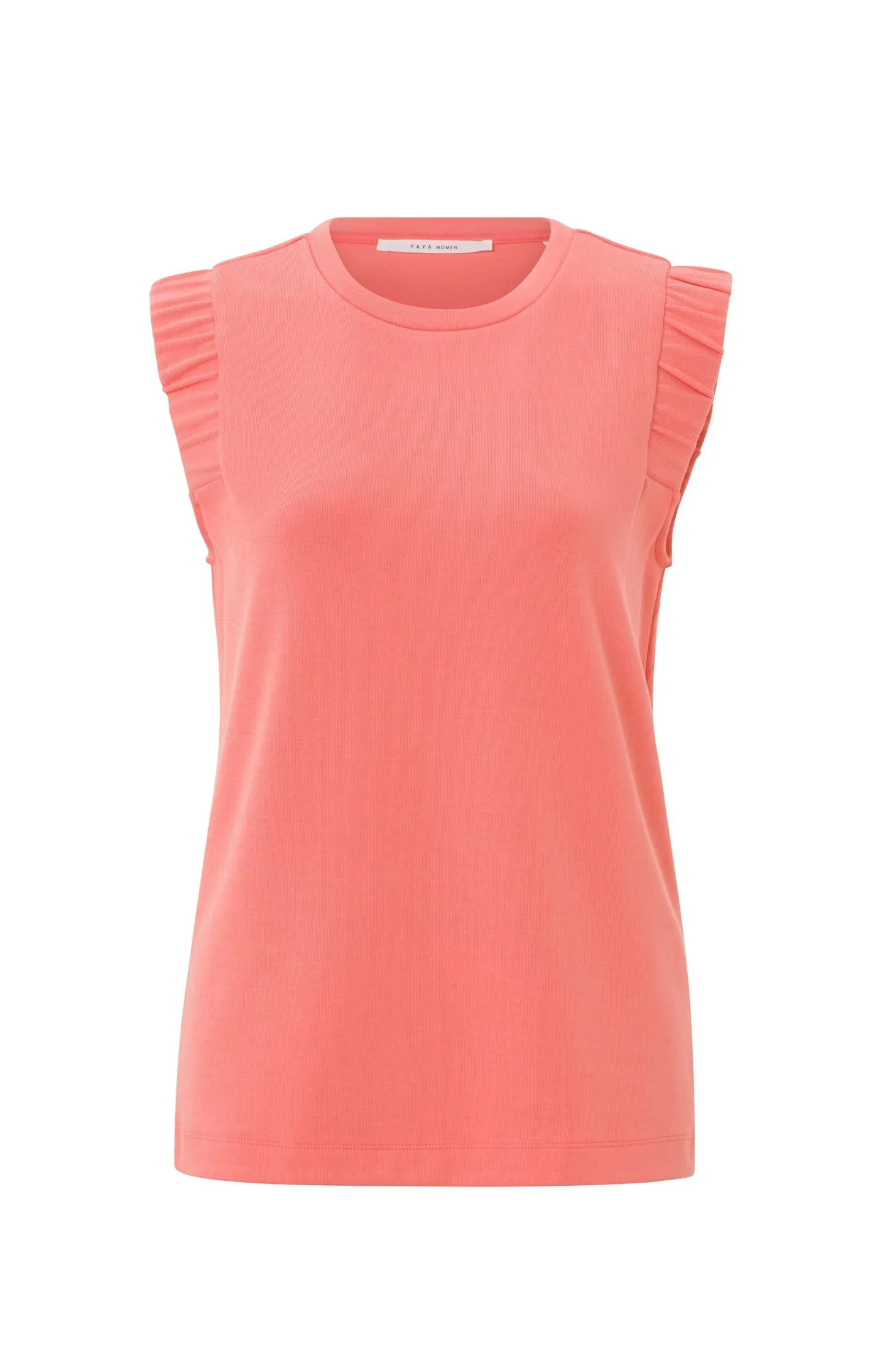 Sleeveless top with round neck and subtle shoulder detail