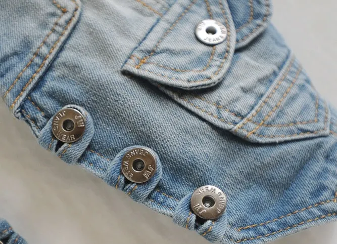 Sleeveless V-Neck Slim Short Denim Jean Jacket Thin Strap Waistcoat