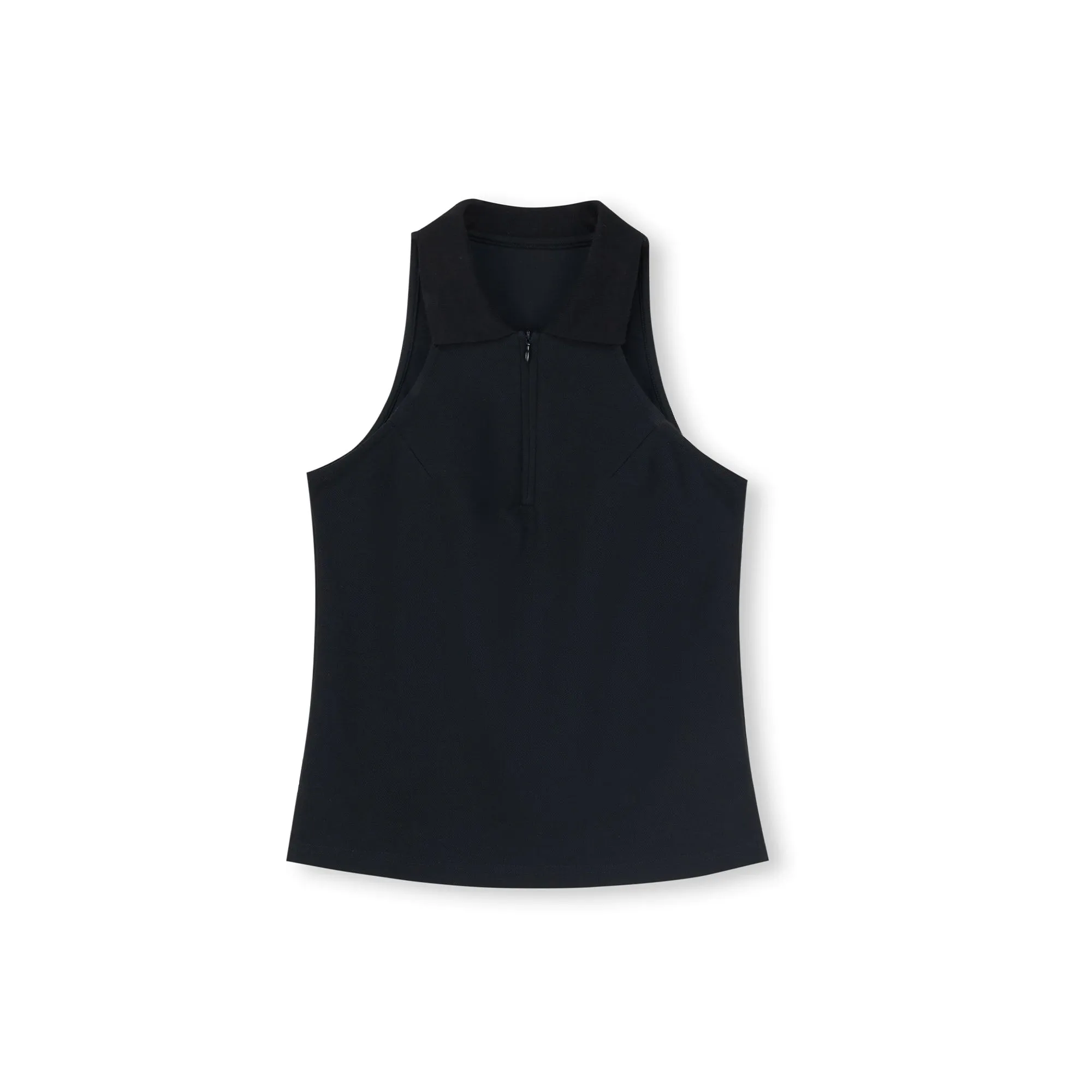 Sleeveless Zip-Up Polo Top