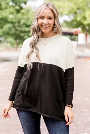 Smooth Talking Sweater, Ivory-Black