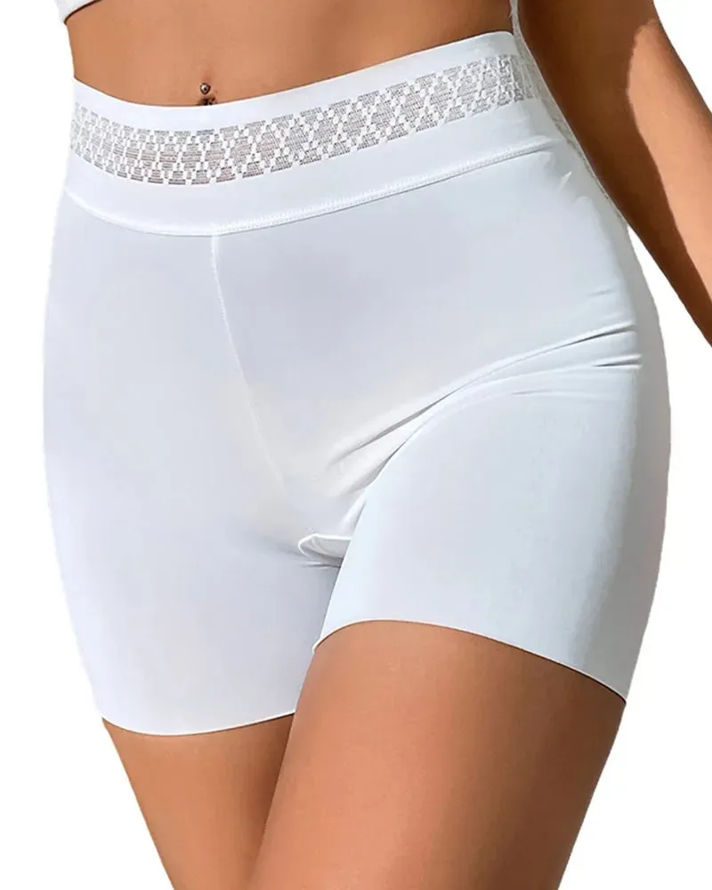Solid Color Hip-Lifting and Tummy-Controlling Mid-Rise Body-Shaping Shorts
