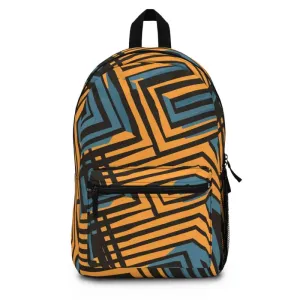 Spacious Abstract Lines Blue Backpack with Comfort