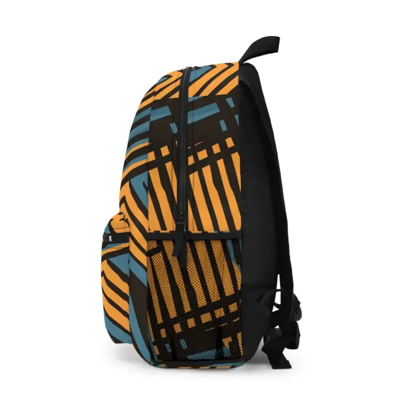 Spacious Abstract Lines Blue Backpack with Comfort