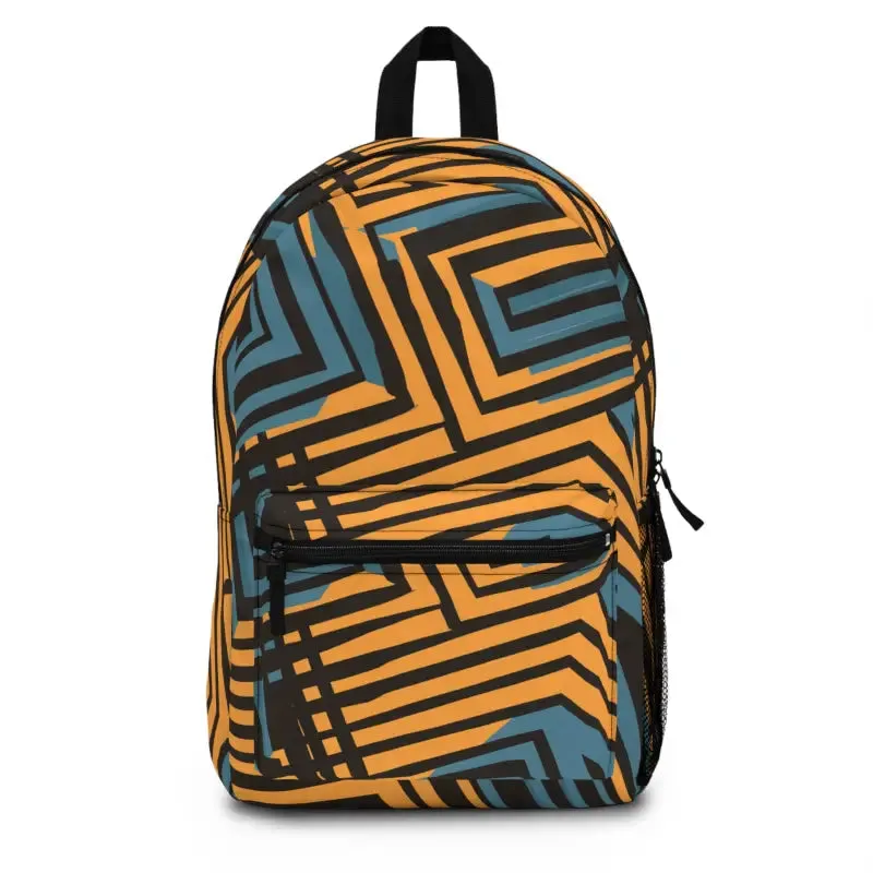 Spacious Abstract Lines Blue Backpack with Comfort