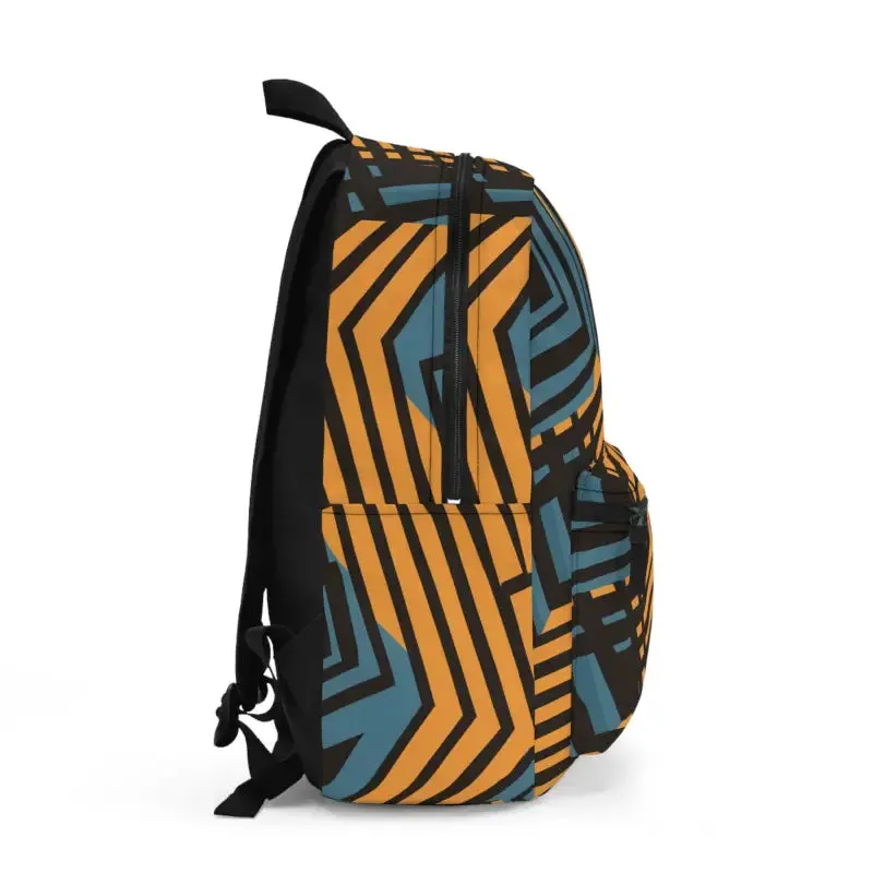 Spacious Abstract Lines Blue Backpack with Comfort
