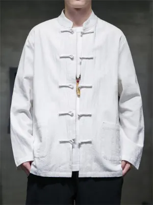 Spring Autumn Chinese Style Men's Relaxed Fit Shirts