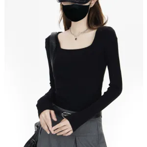 Square Neck Slim Ribbed Top