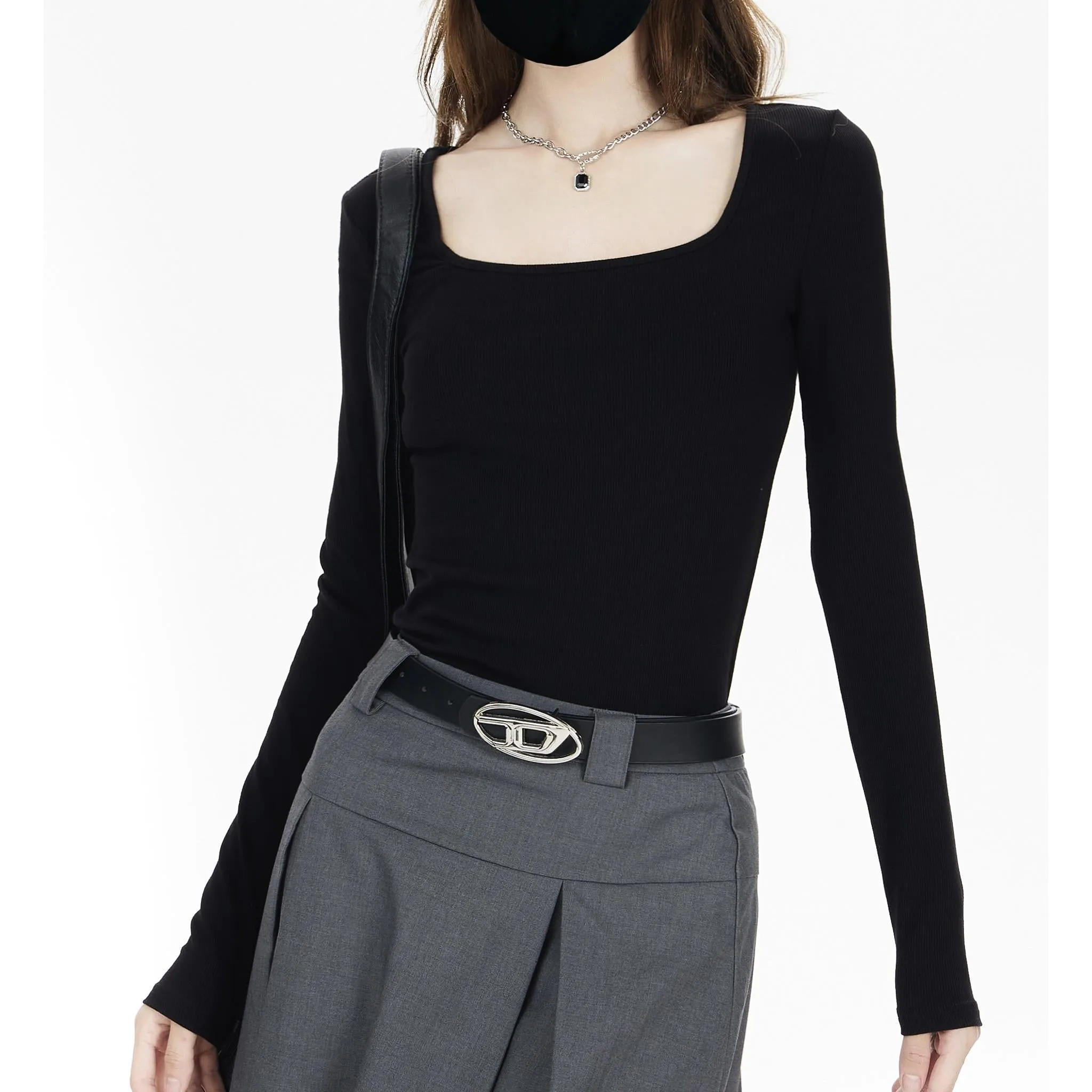 Square Neck Slim Ribbed Top