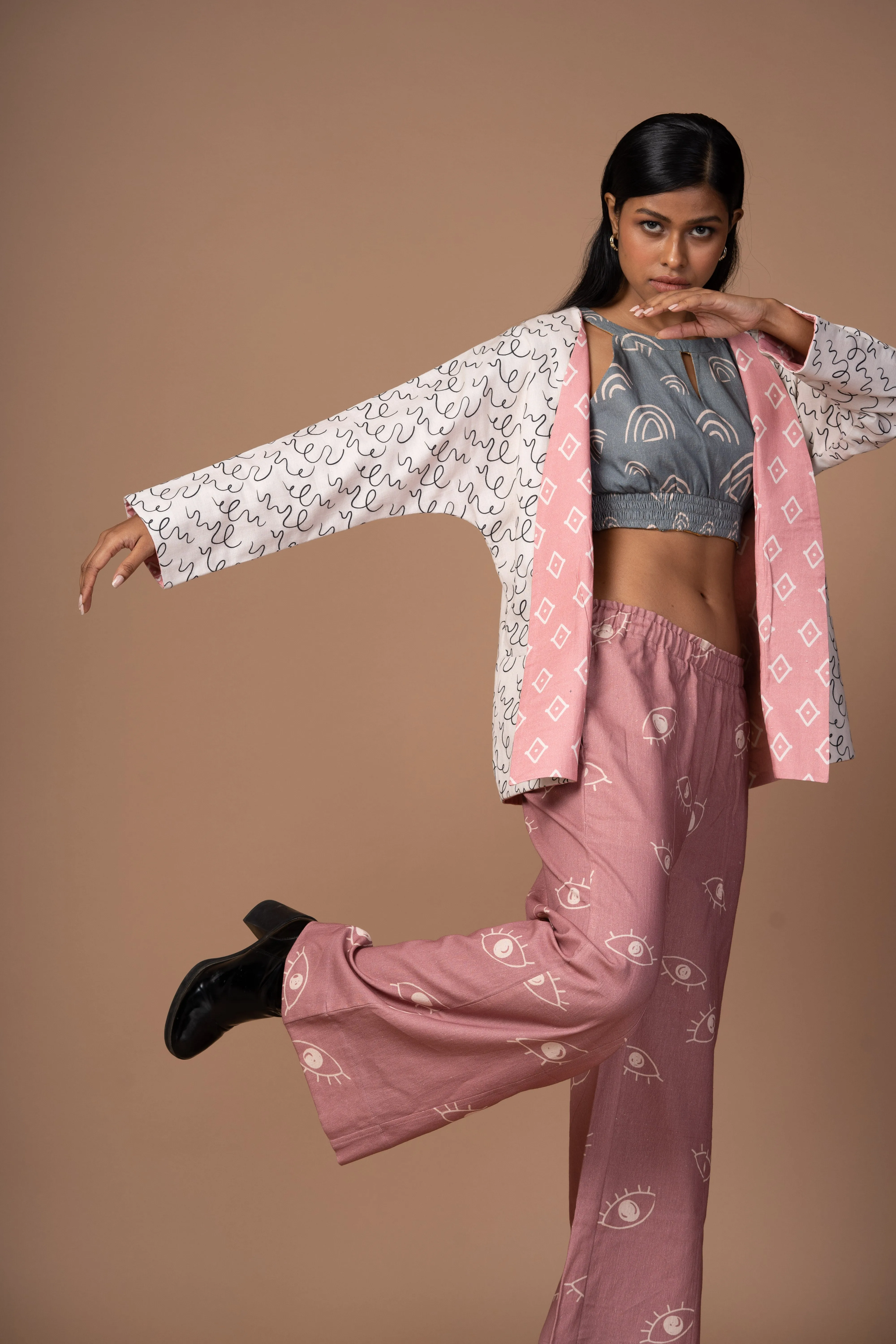 Squiggle Delight Reversible Short Trench Coat