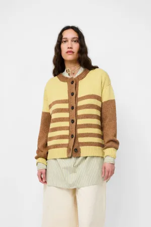 Stripe Cardigan in Celery & Nutmeg