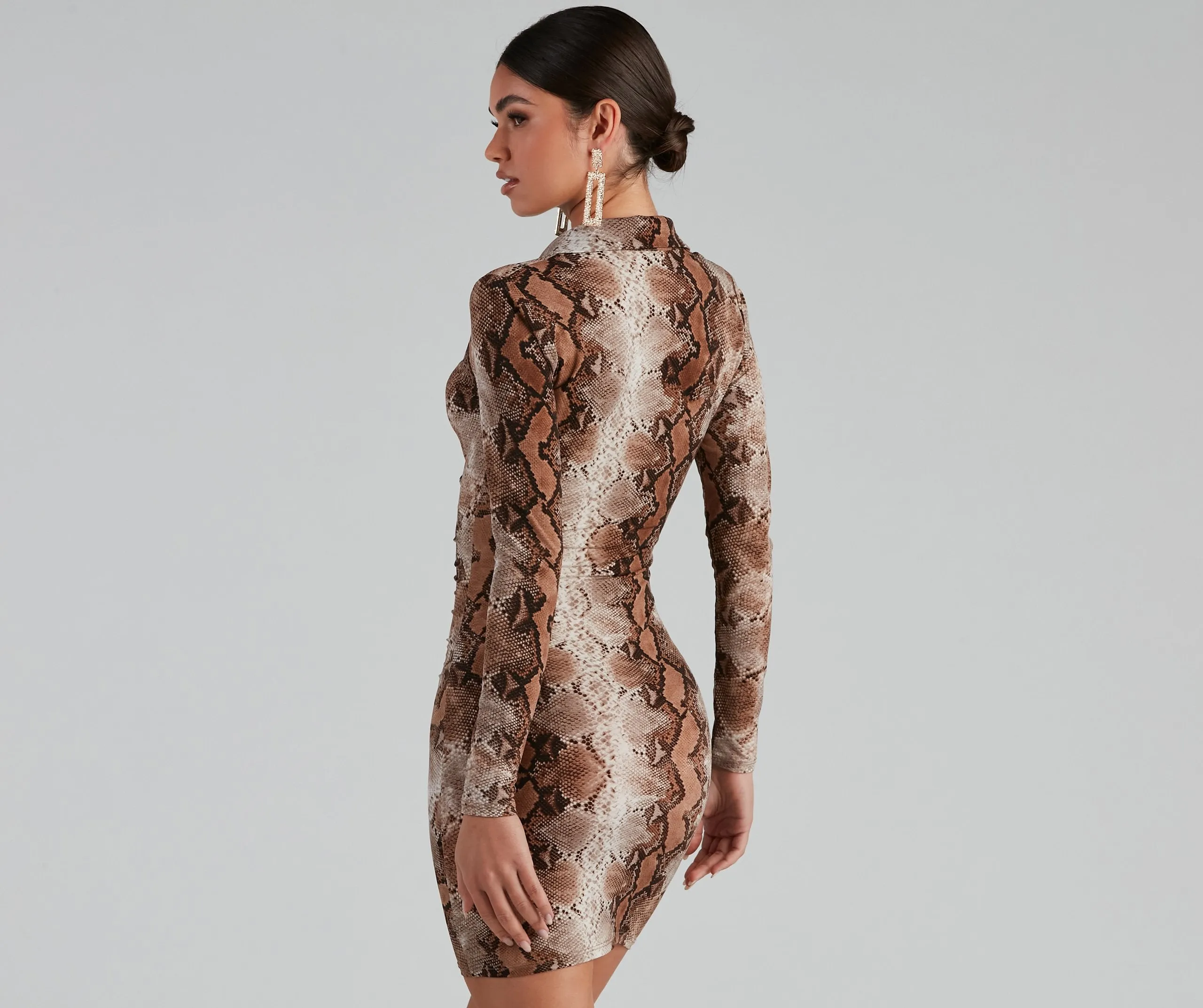 Stun In Snake Print Button-Down Dress