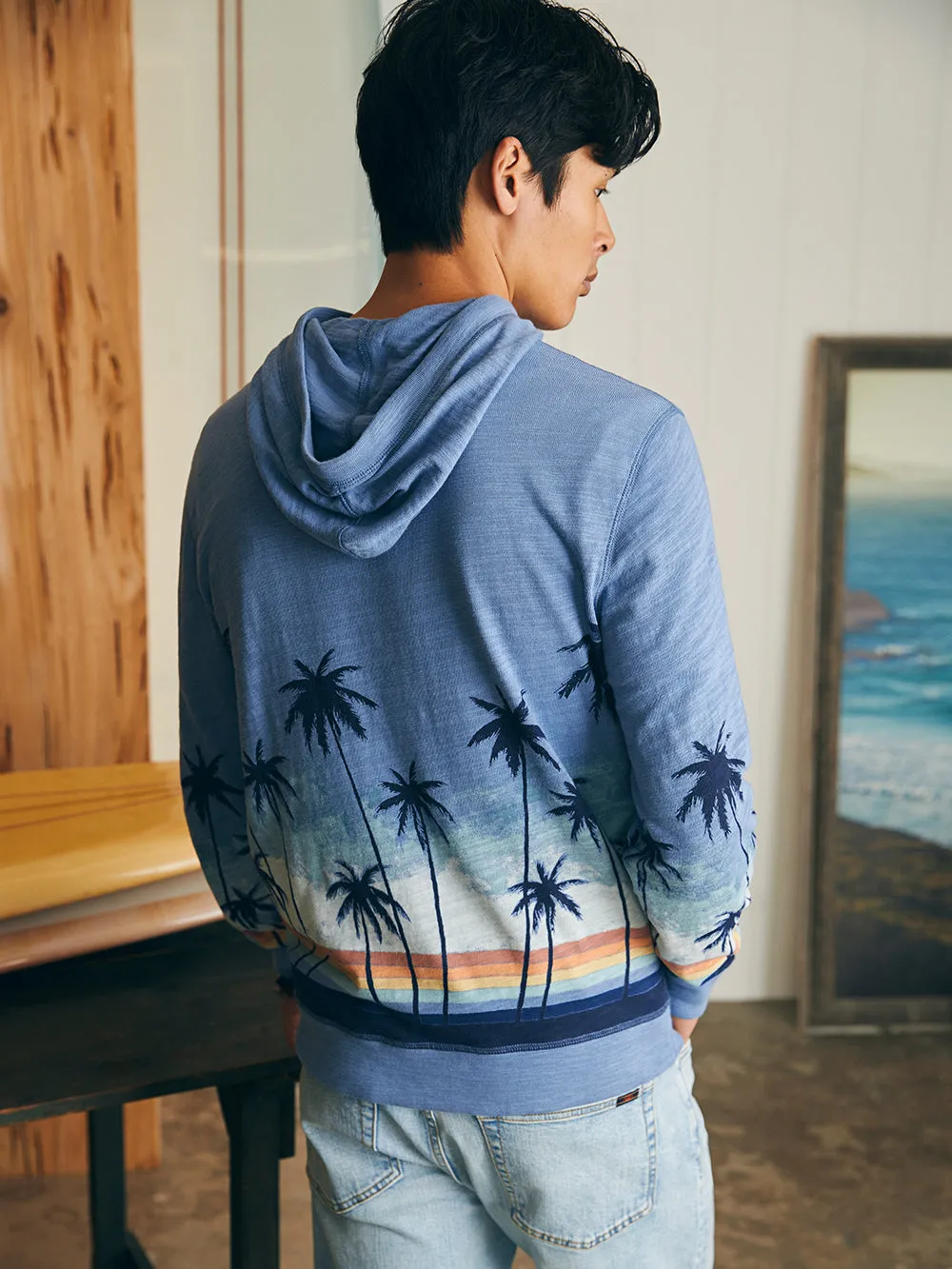 Sunwashed Slub Hoodie - Palm Rainbow Ombre