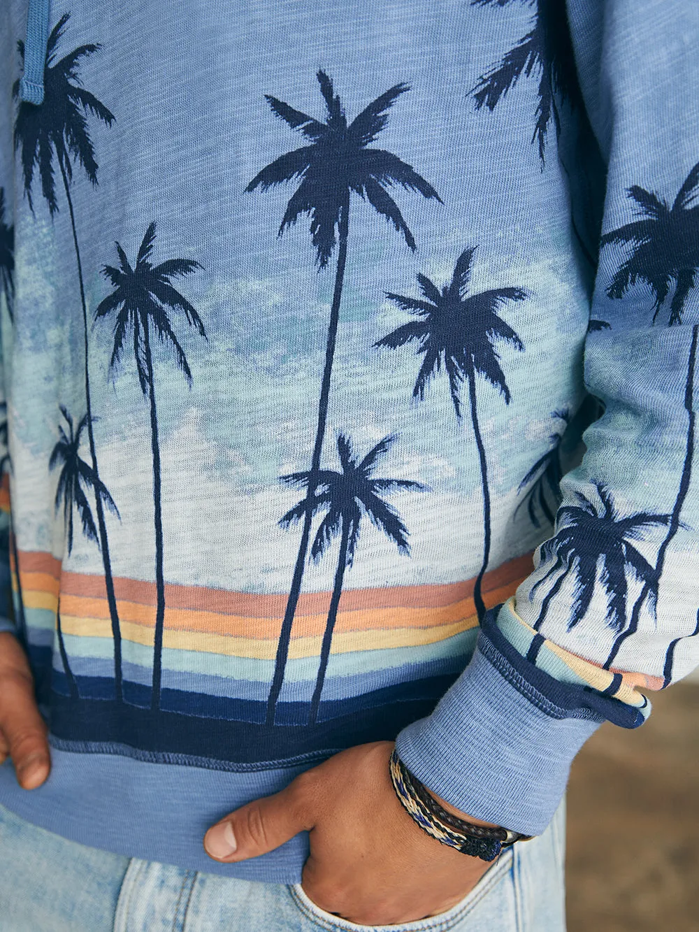 Sunwashed Slub Hoodie - Palm Rainbow Ombre