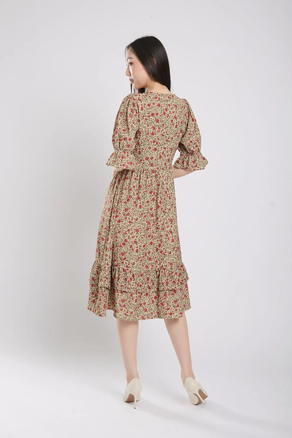 Suri Maxi Dress in Coffee Floral