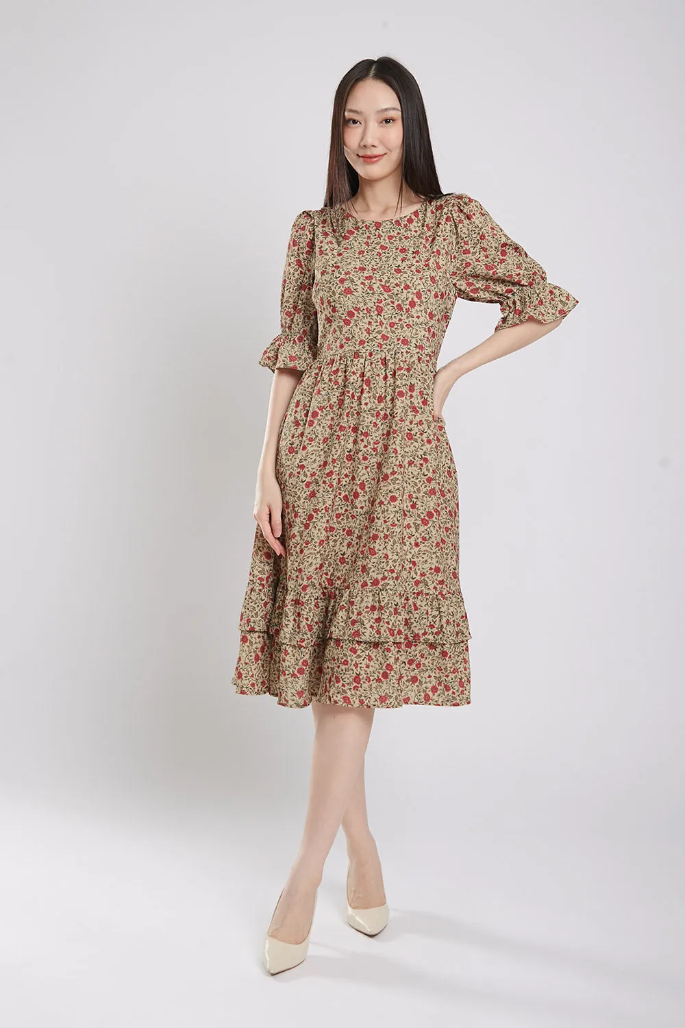 Suri Maxi Dress in Coffee Floral