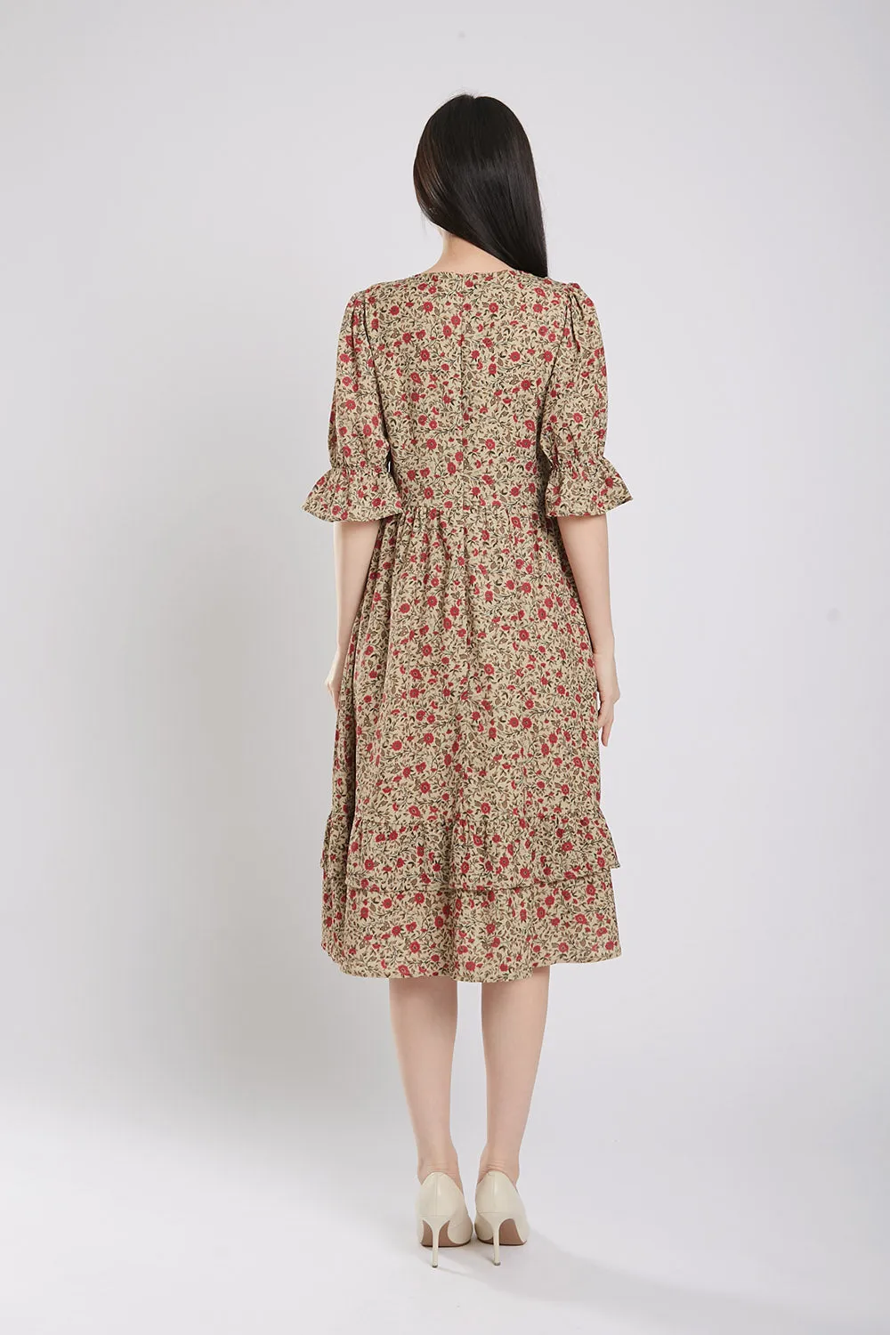 Suri Maxi Dress in Coffee Floral