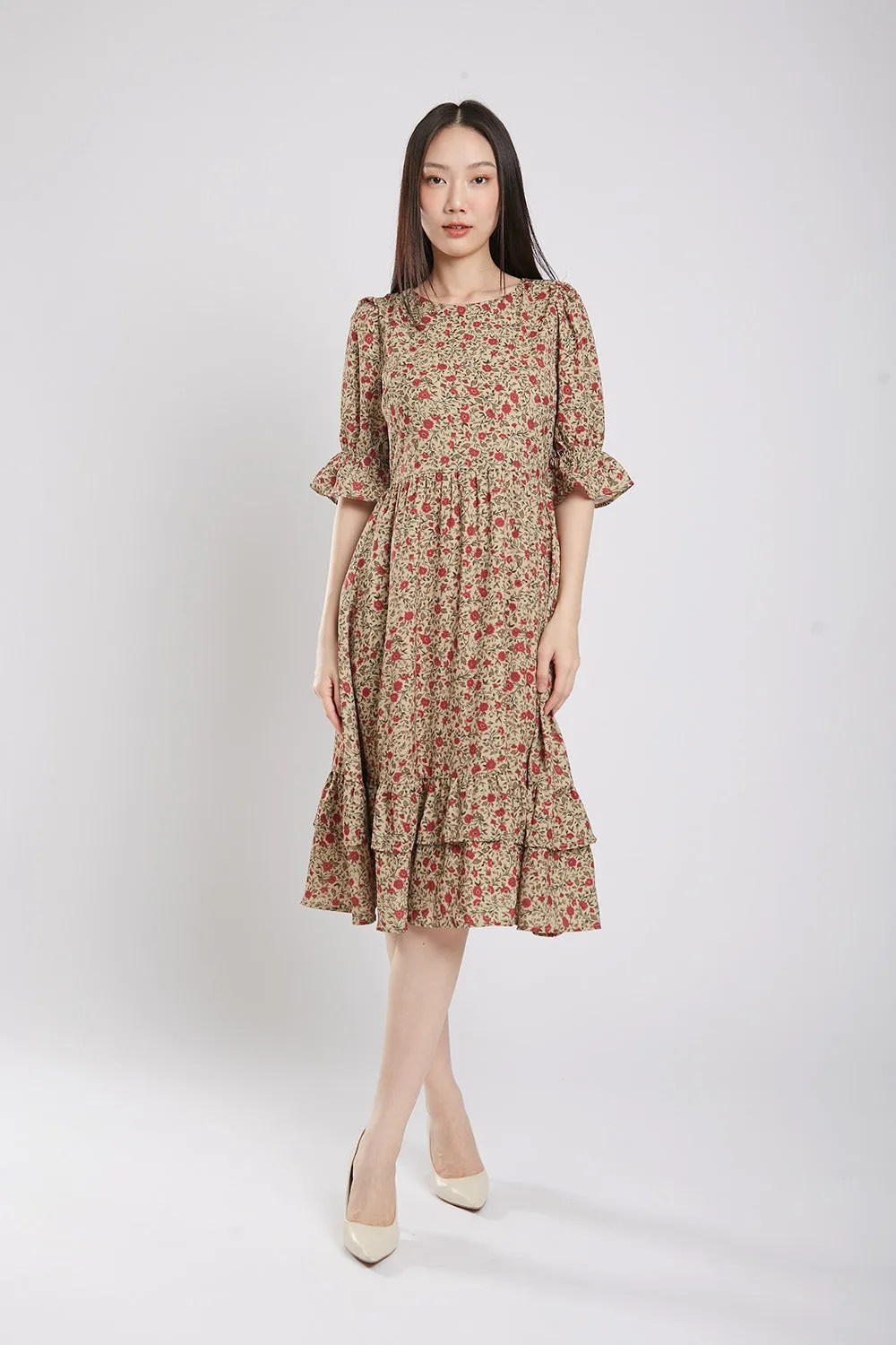 Suri Maxi Dress in Coffee Floral