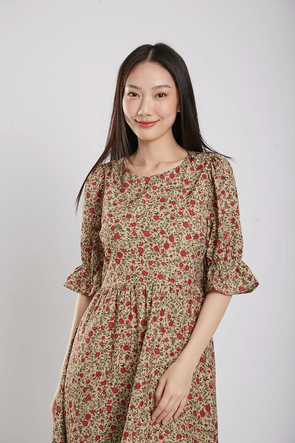 Suri Maxi Dress in Coffee Floral
