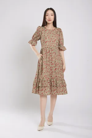 Suri Maxi Dress in Coffee Floral