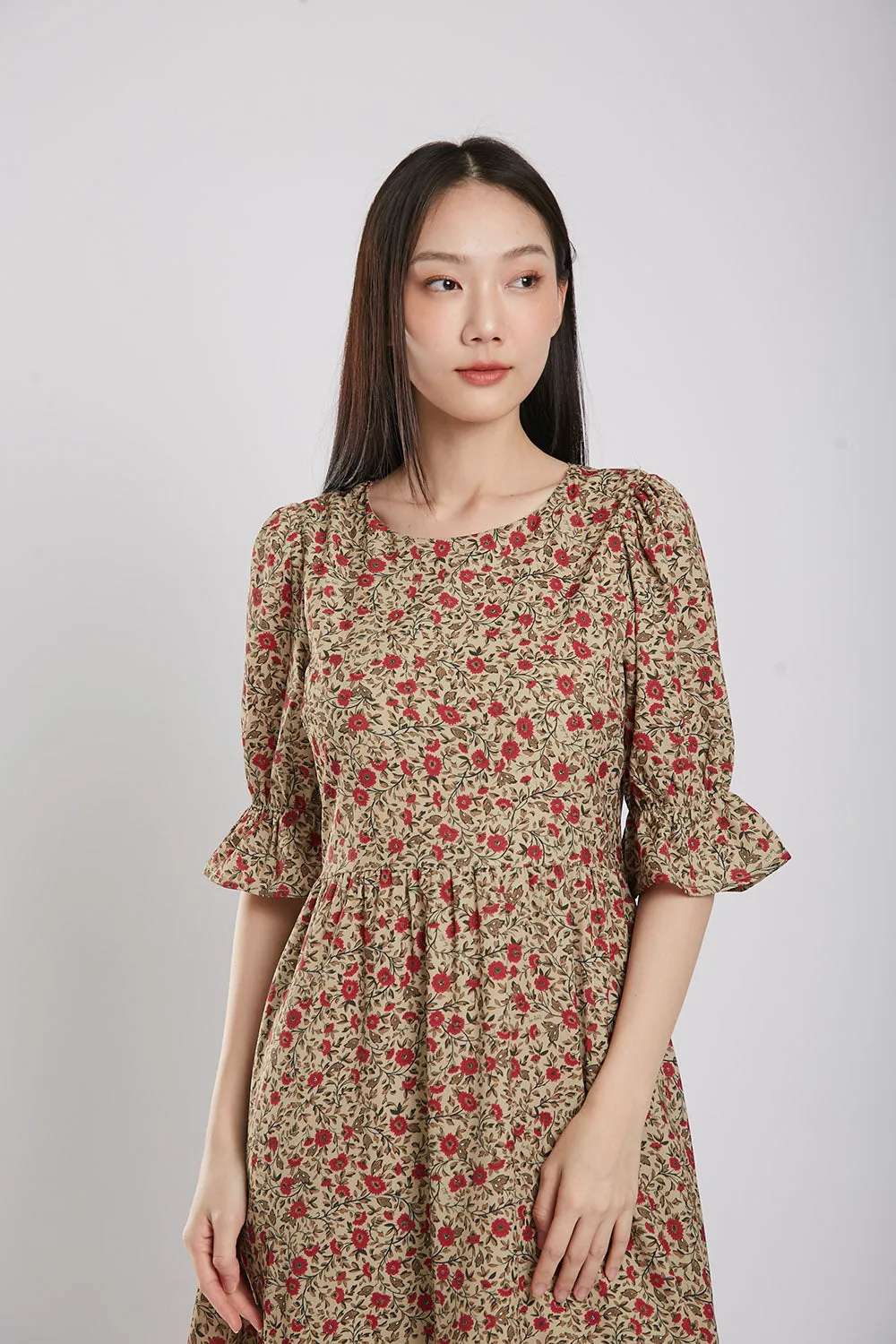 Suri Maxi Dress in Coffee Floral