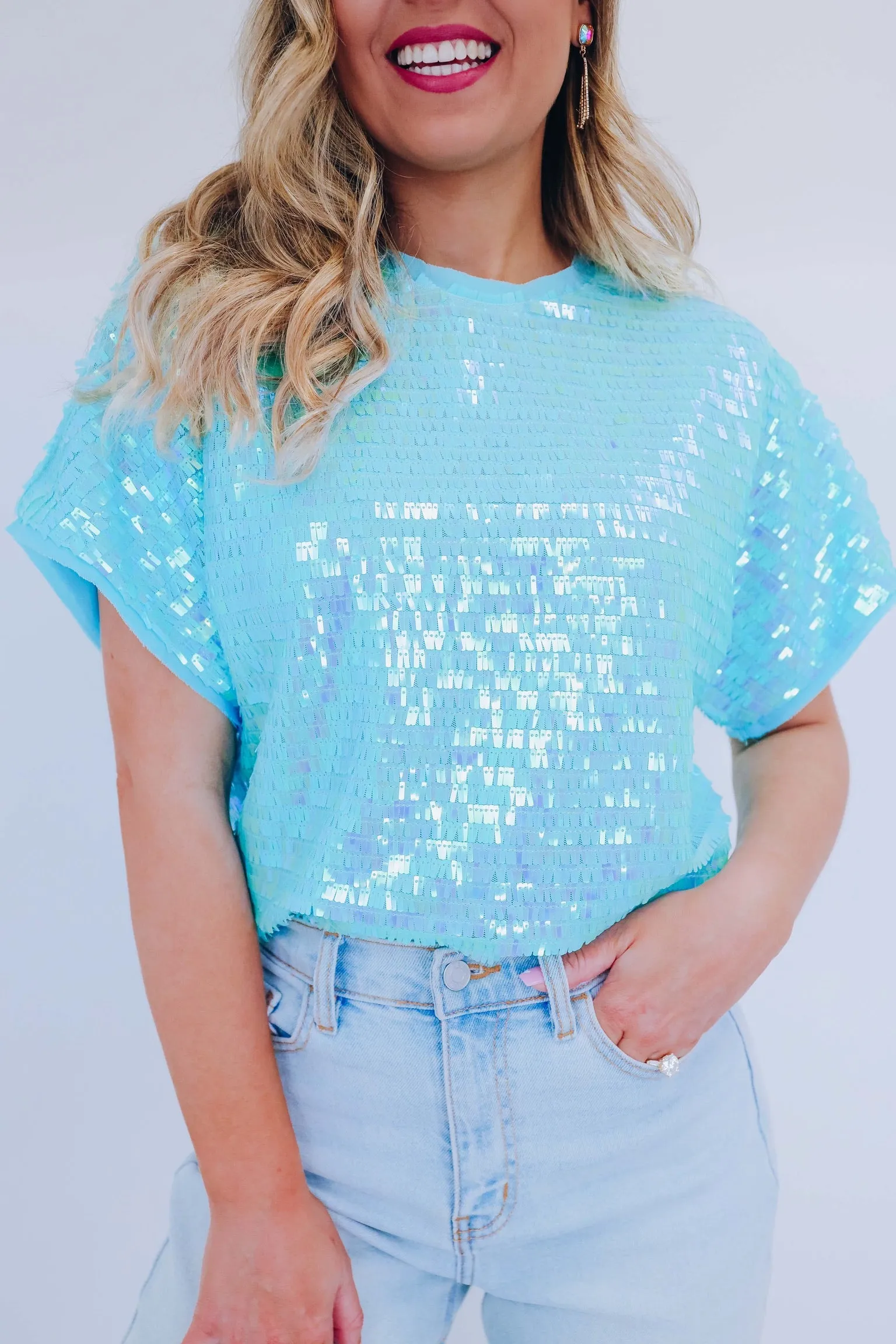 Sutton Chiffon Sequin Top - Mint