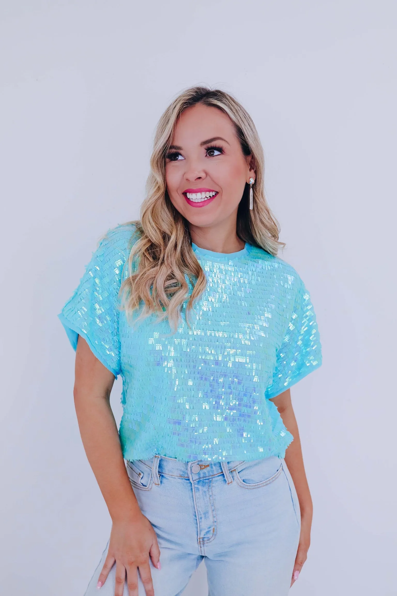 Sutton Chiffon Sequin Top - Mint