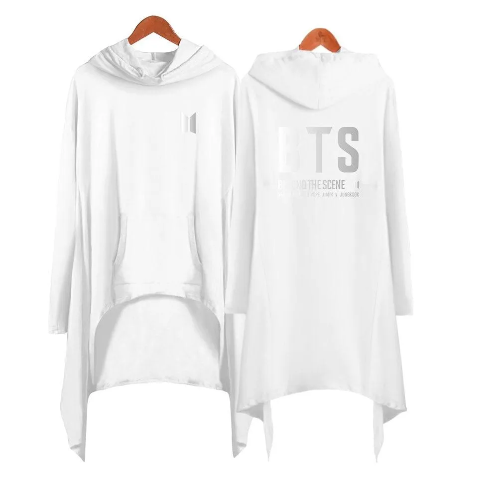 Sweatshirt longue Robe Irrégulière à Manches avec capuche BTS