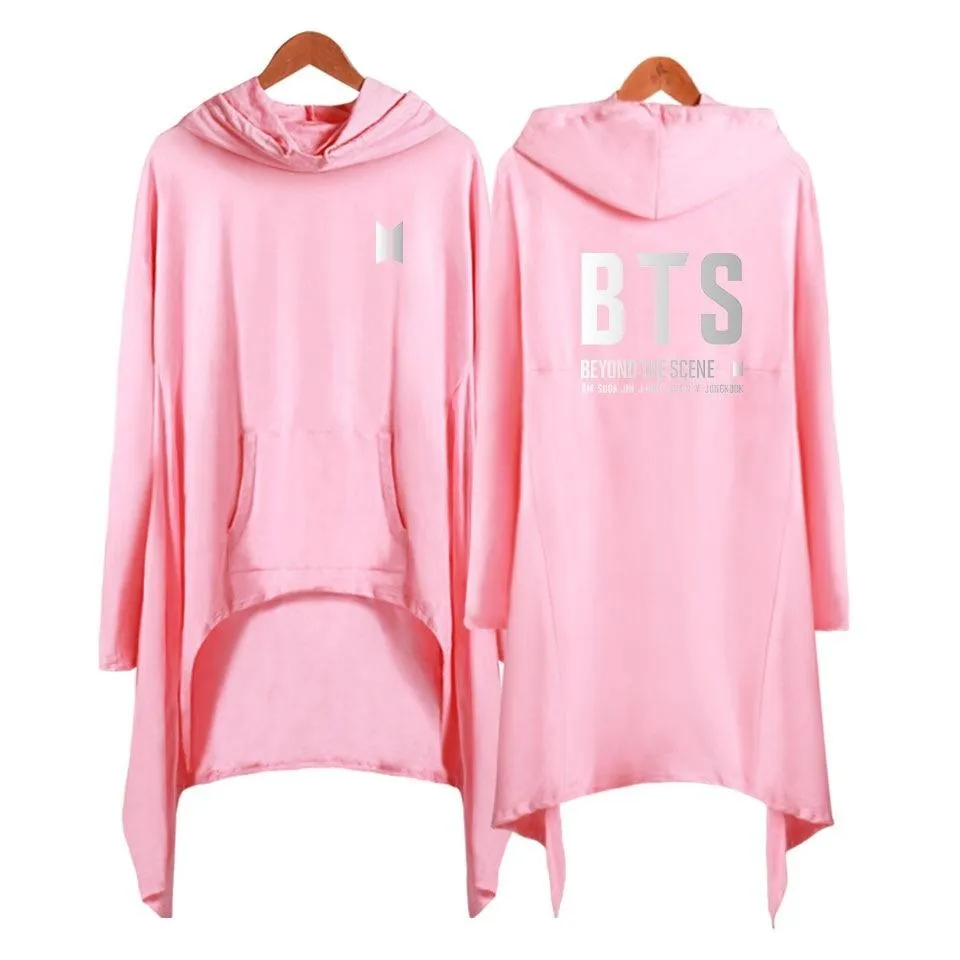 Sweatshirt longue Robe Irrégulière à Manches avec capuche BTS